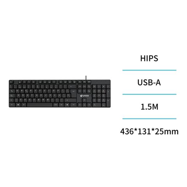 TECLADO CABLE USB NEGRO UNICO