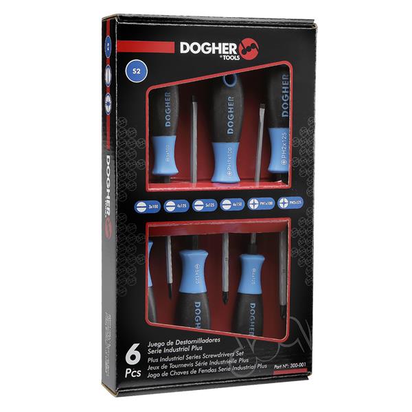 JUEGO DESTORNILLADOR 6 Piezas INDUSTRIAL PLUS RECTO ( 3,4,5,6 ) - PHILIPS ( PH1 - PH2 ) Dogher