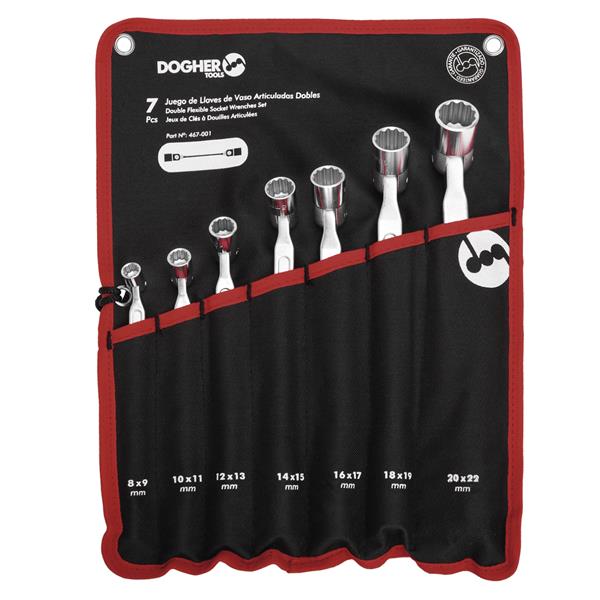 BOLSA 7 LLAVES DE VASO ARTICULADA DOBLE