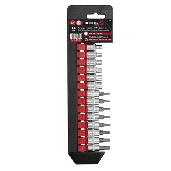 JUEGO 14 UD. VASOS+PUNTAS TORX 1/4