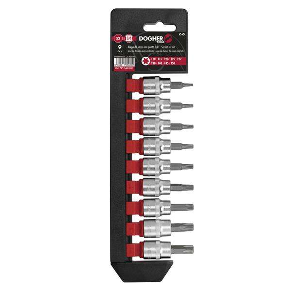 JUEGO 9 UD. V.PUNTAS TORX 3/8