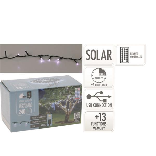 GUIRNALDA 240 LED SOLAR 10M. LUZ BLANCA