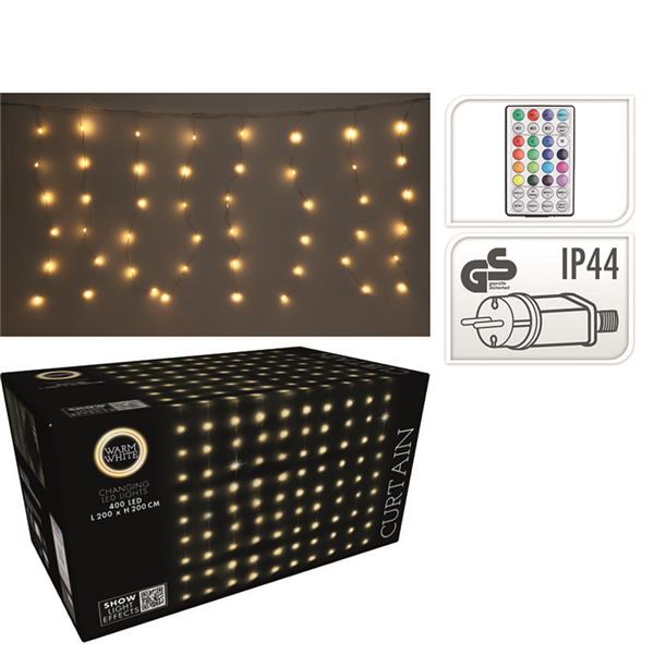 CORTINA 400 LED LUZ BLANCA CALIDA 2x2M.