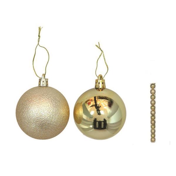 TUBO 12 BOLAS NAVIDAD ORO 6CM.MOD.SURT.