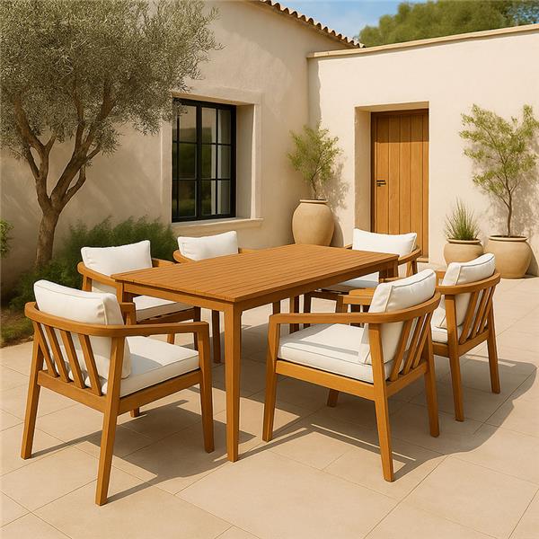 CONJUNTO COMEDOR TERRAZA 7PCS DOM