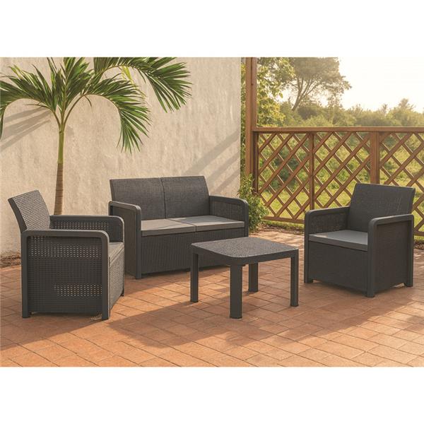 SET AZORES GRAFITO 4 PLAZAS + MESA