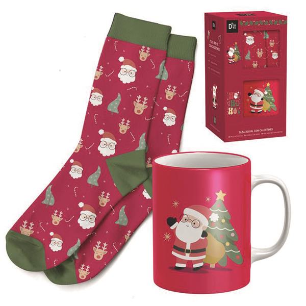 TAZA 300 ML C/CALCETIN T38-42 PAPA NOEL