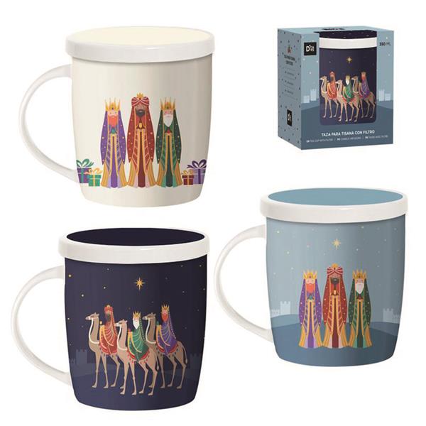 TAZA 350 ML C/FILTRO REYES MAGOS