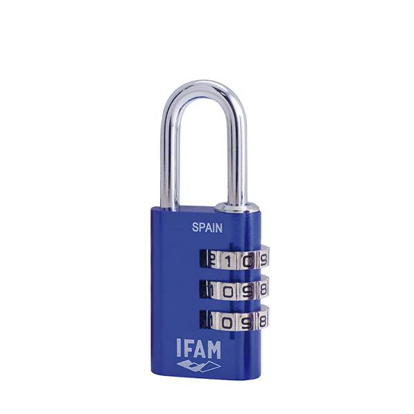 CANDADO ALUM. COMBINACION  AZUL. 20 MM.