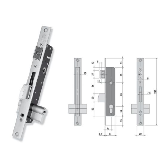 Cerradura de Embutir para Puertas Metálicas - Prefer 5520