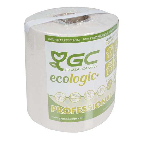 Papel secamanos reciclado 2 capas 450 usos.