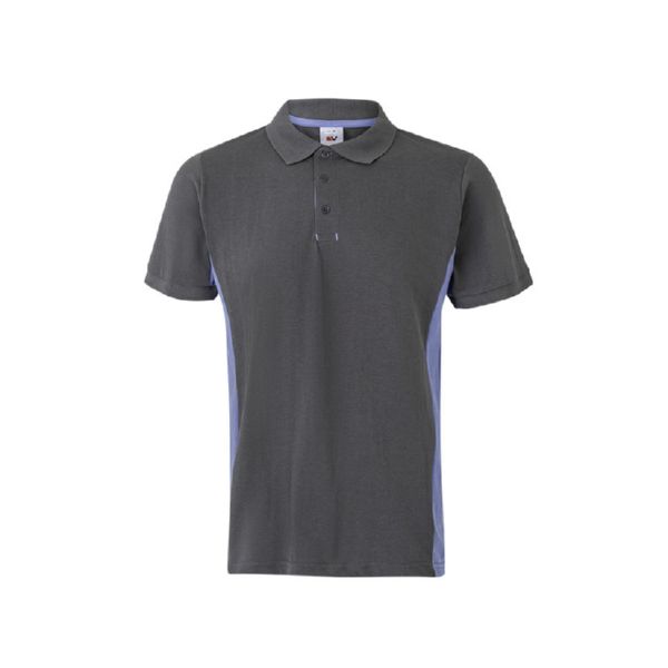 POLO BICOLOR DE MANGA CORTA GRIS/CELESTE Talla XXL Velilla