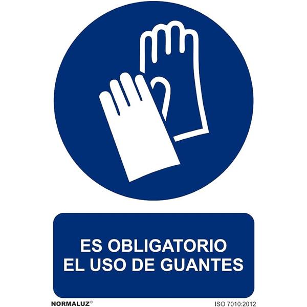 SEÑAL OBLIG EL USO DE GUANTES PVC 0,7mm 210X300mm